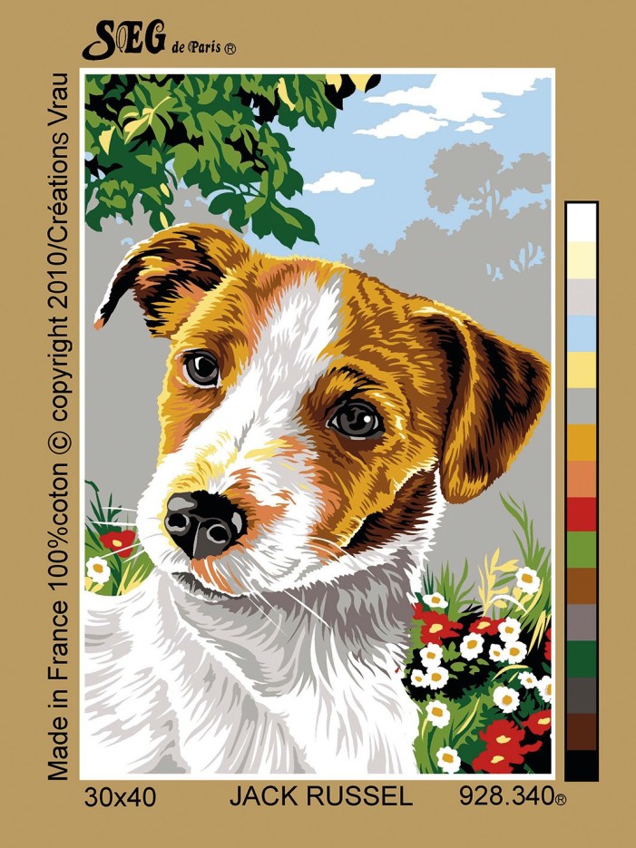 Canevas antique Jack russel 30x40cm