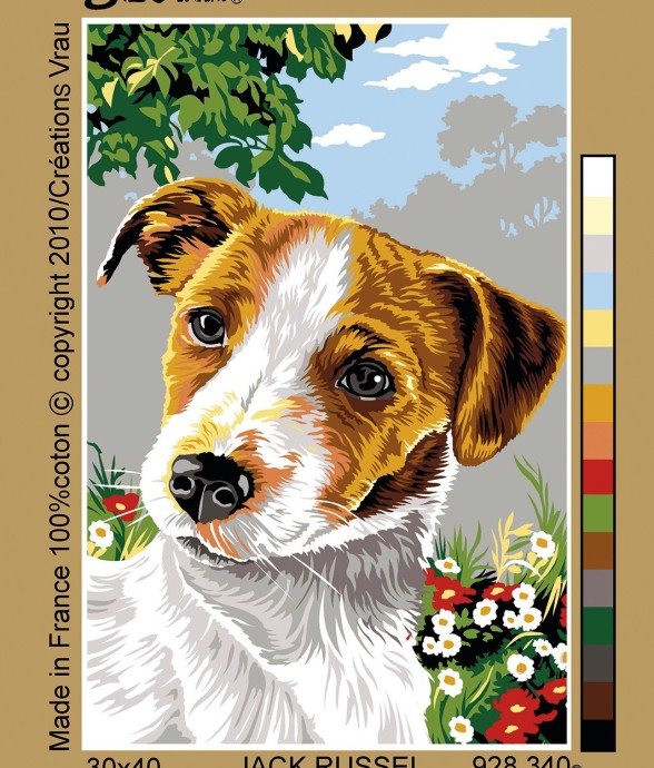 Canevas antique Jack russel...