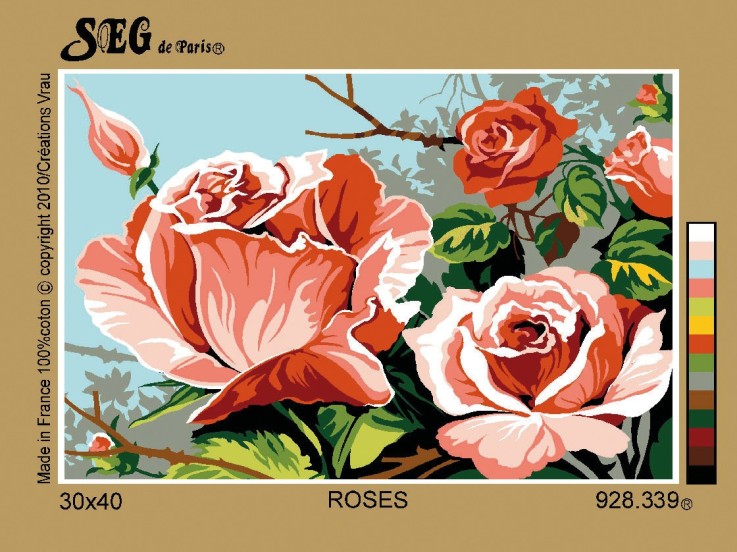 Canevas antique Rose 30x40cm