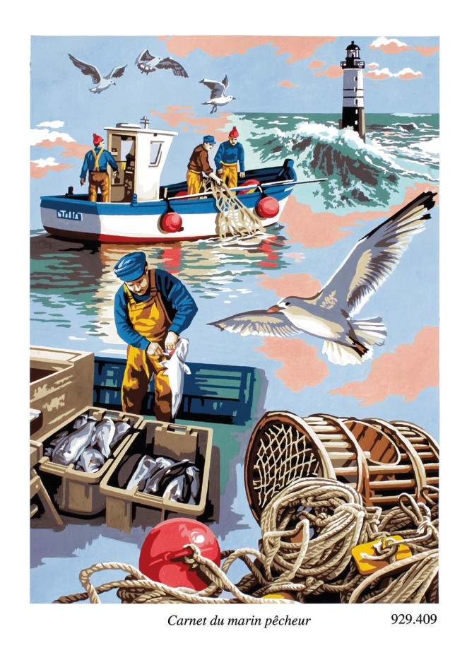 Canevas antique Carnet du marin pêcheur 45x60cm