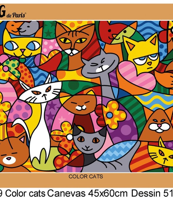 Canevas antique Color cats...