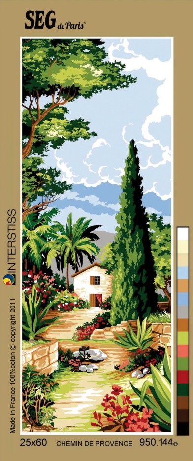 Canevas antique Chemin de Provence 25x60cm