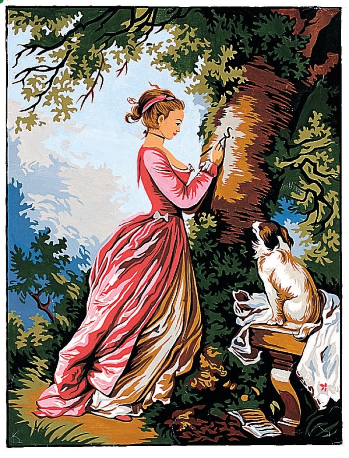 Canevas Pénélope Antique Le chiffre d'amour Fragonard 50x65cm