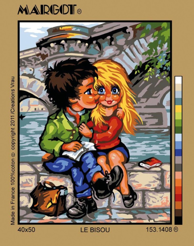 Canevas Pénélope Antique Le bisou 40X50cm
