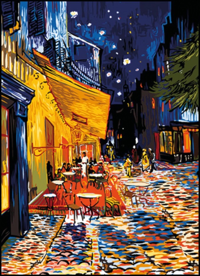 Canevas antique Terrasse de café Van Gogh 45x60cm