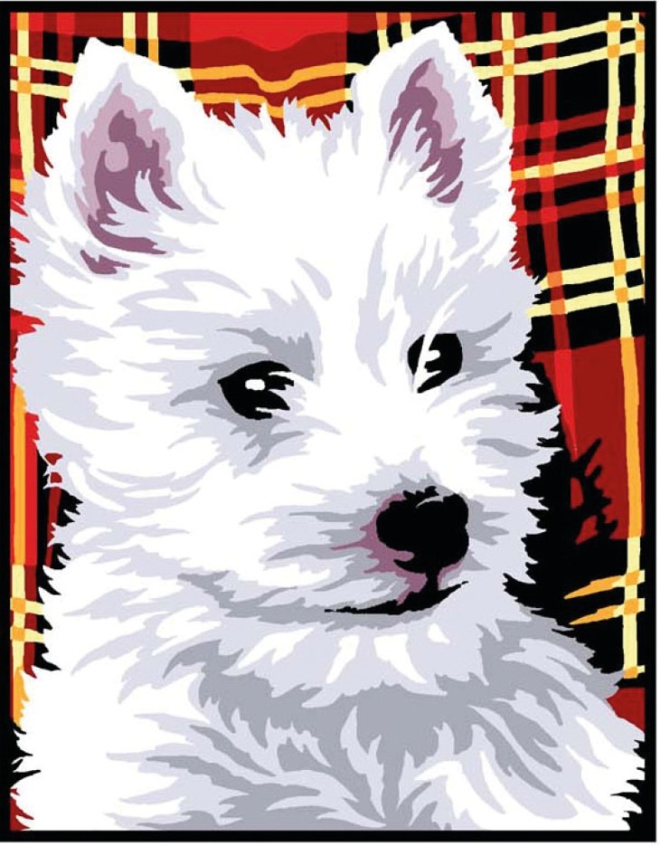 Kit canevas blanc Westie 20x25cm