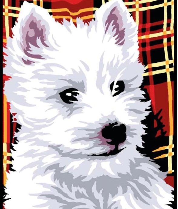 Kit canevas blanc Westie...