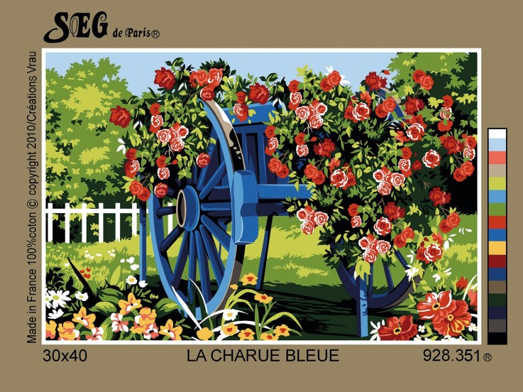 Canevas antique La charrue bleue 30x40cm