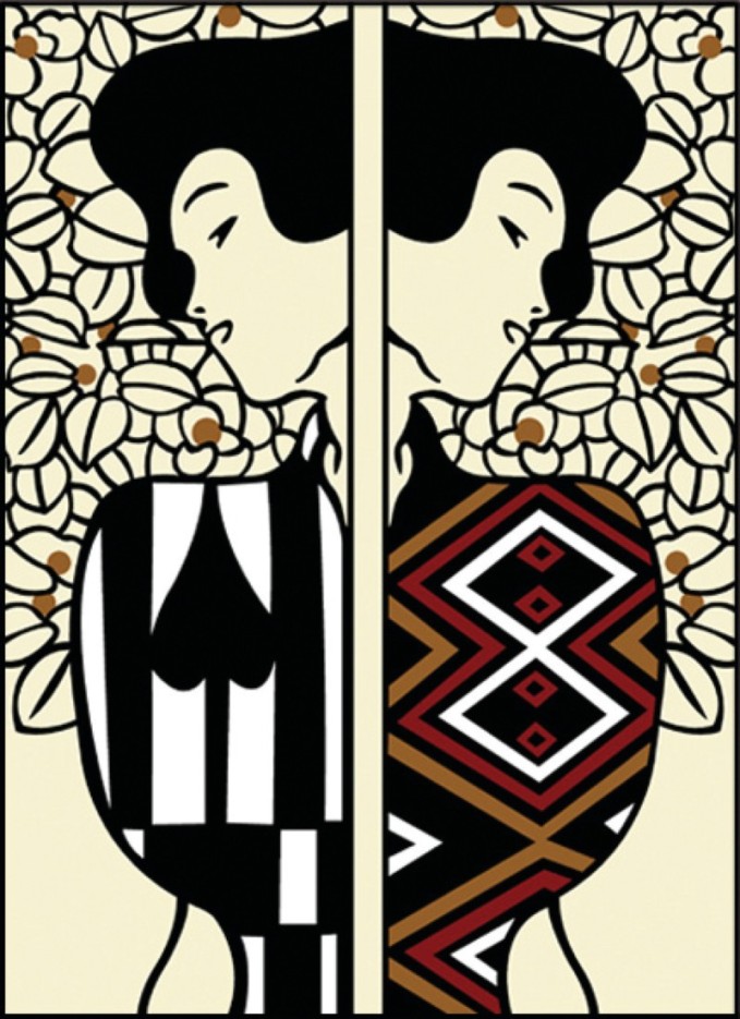 Canevas antique Silhouette Klimt 45x60cm
