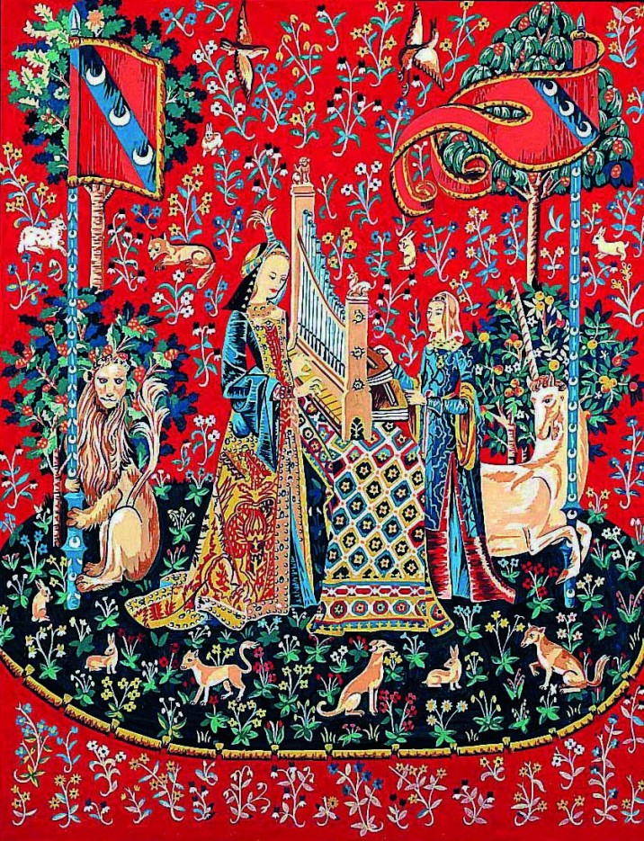 Canevas Pénélope Antique Dame à la licorne l'Ouïe 65x80cm