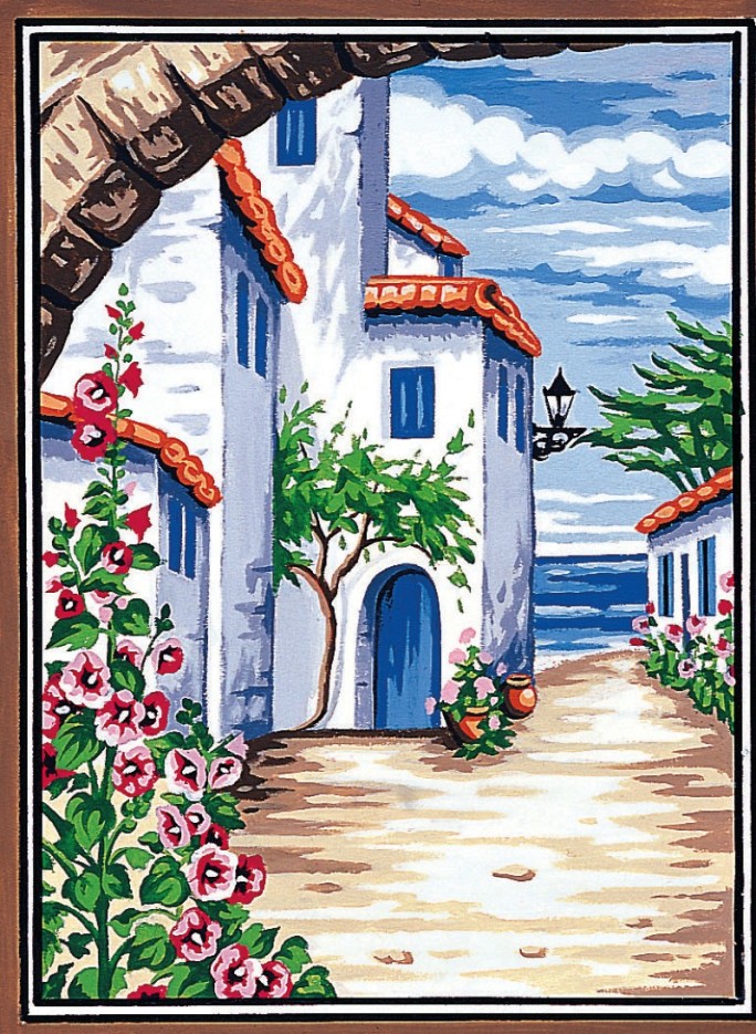 Canevas Pénélope Antique Au loin la mer 30x40cm