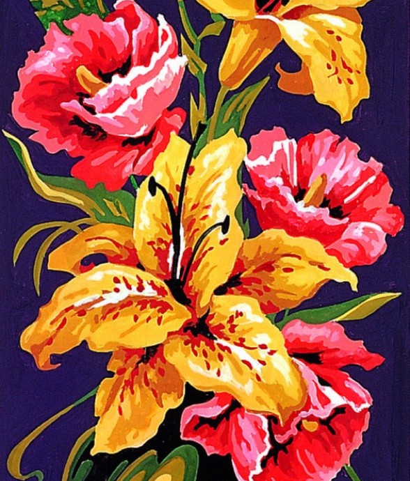 Canevas antique Fleurs 25x60cm