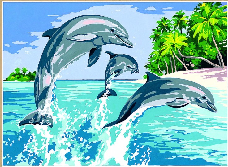 Canevas antique Les jeux marins 45x60cm