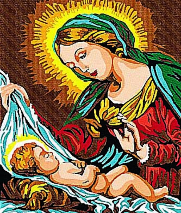 Kit canevas blanc La vierge...