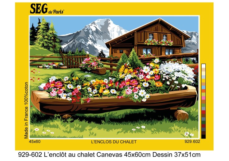 Canevas antique L'enclos du chalet 45x60cm