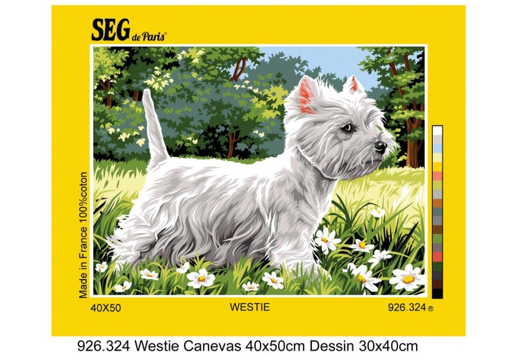Canevas antique Westie 40x50cm