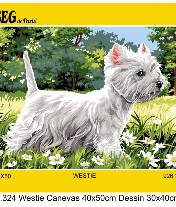 Canevas antique Westie 40x50cm