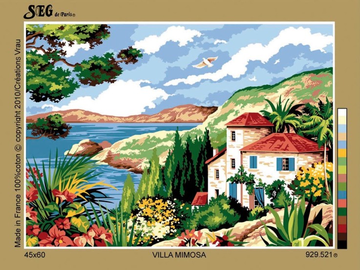 Canevas antique Villa mimosa 45x60cm