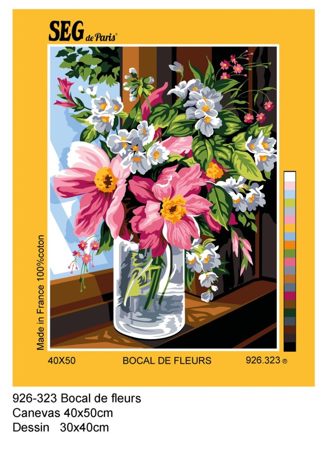 Canevas antique Bocale de fleurs 40x50cm