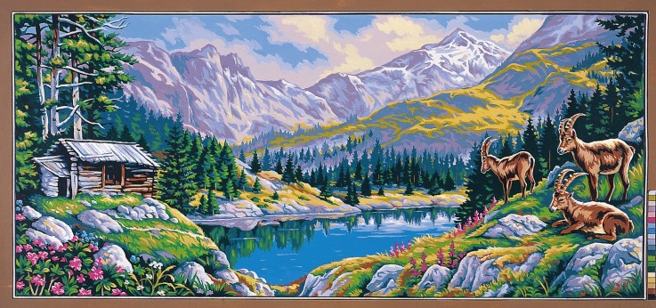 Canevas Pénélope Antique La montagne aux bouquetins 65x130cm