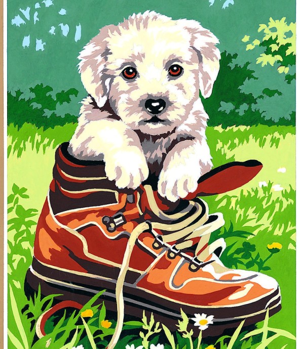 Canevas antique Petit chien...
