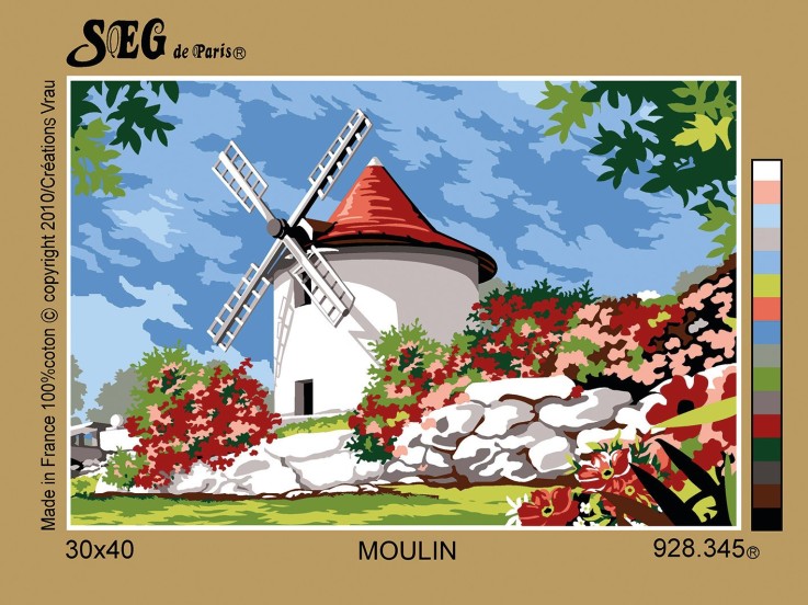 Canevas antique Moulin 30x40cm