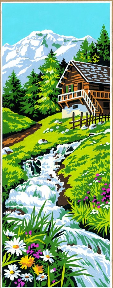 Canevas antique Le chalet 25x60cm