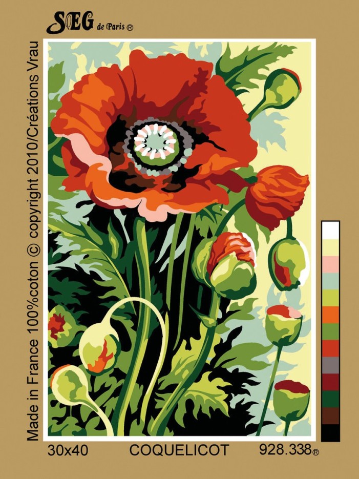 Canevas antique Coquelicot 30x40cm