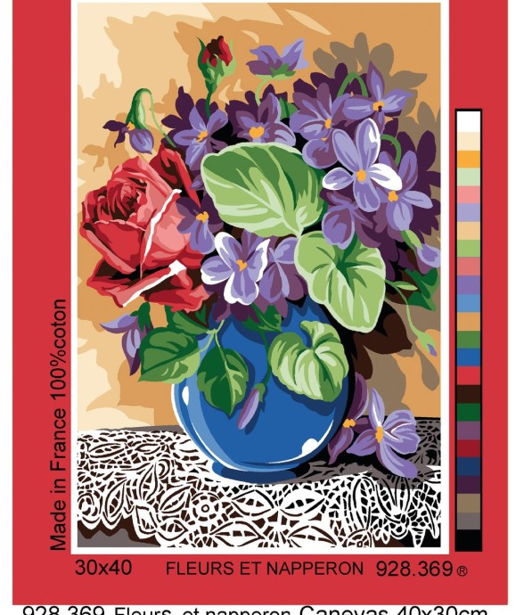 Canevas antique Fleurs et...