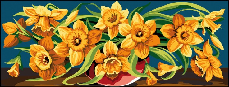 Canevas antique Débordement de jonquilles 25x60cm