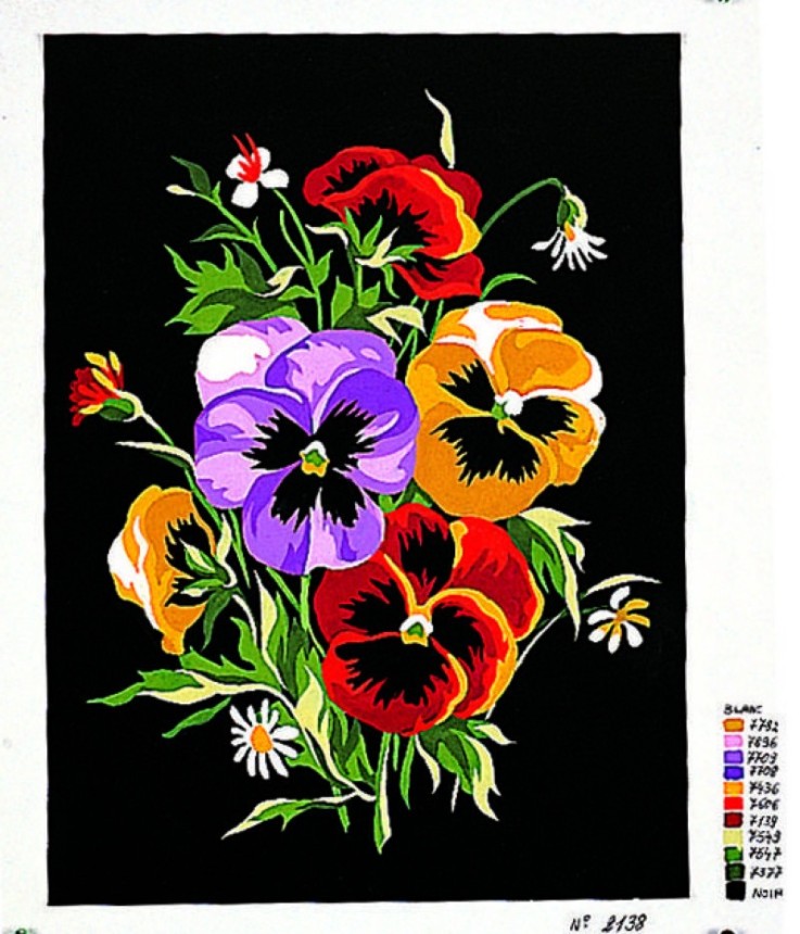 Canevas Pénélope Antique Pensées 30x40cm