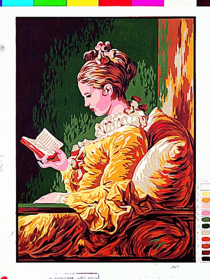 Canevas Pénélope Antique Jeune fille lisant 30x40cm