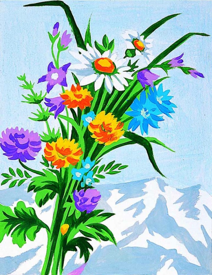 Kit canevas Fleurs de montagne 20x25cm
