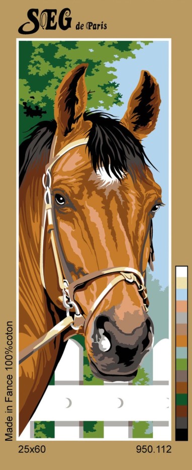 Canevas antique Le cheval 25x60cm