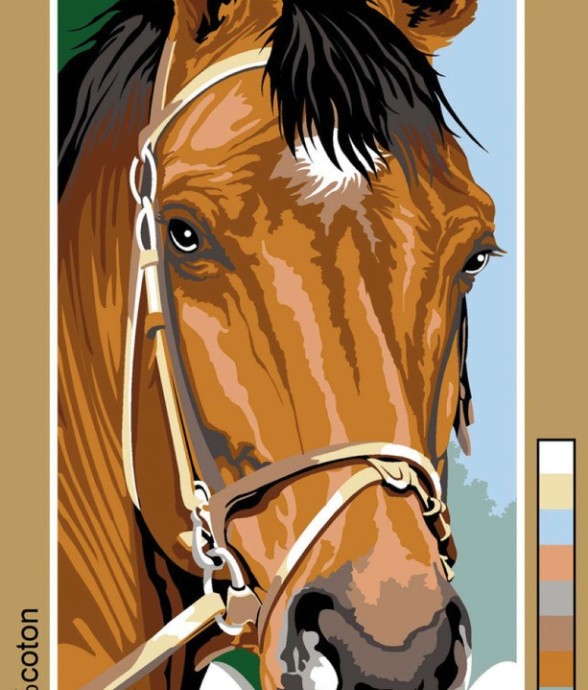 Canevas antique Le cheval...