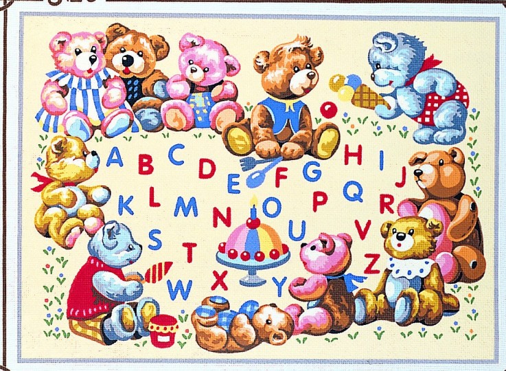 Canevas antique Nounours party 45x60cm