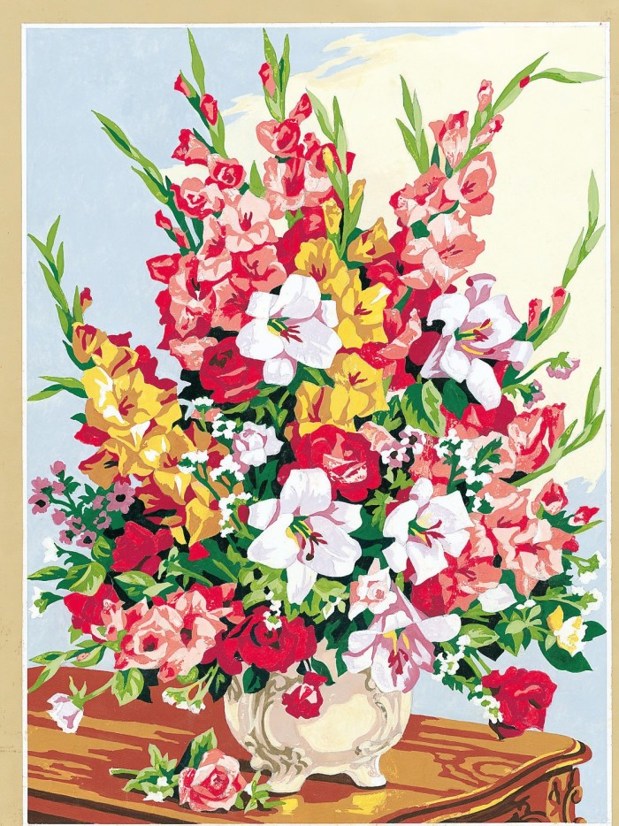 Canevas antique Bouquet de glaïeuls 45x60cm