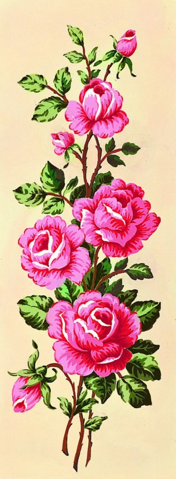Canevas antique Roses roses 25x60cm