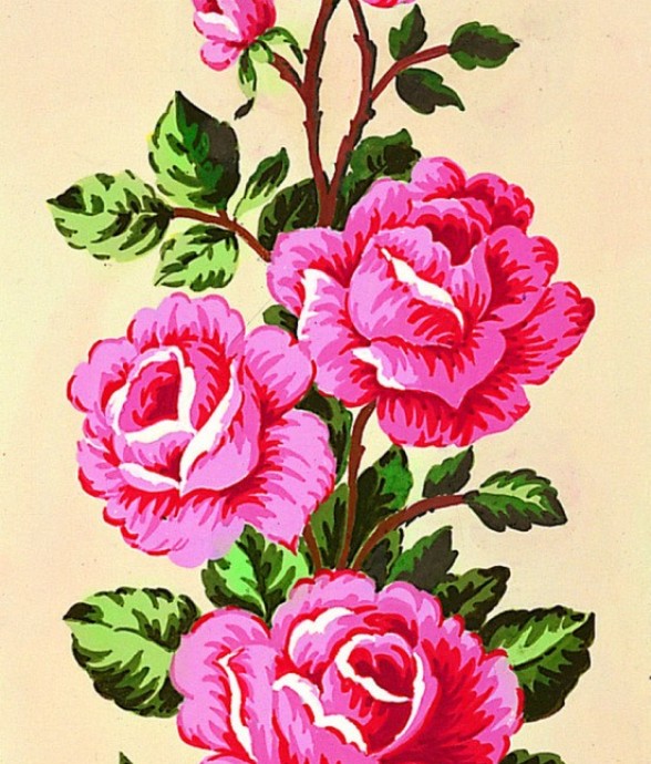 Canevas antique Roses roses...