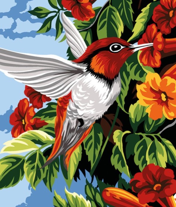 Canevas antique Colibri...