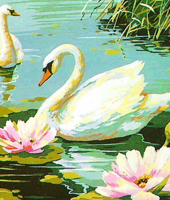 Canevas antique Les cygnes...