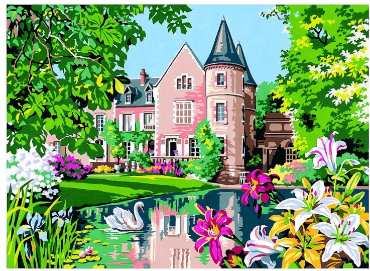 Canevas antique Le castel fleuri 45x60cm