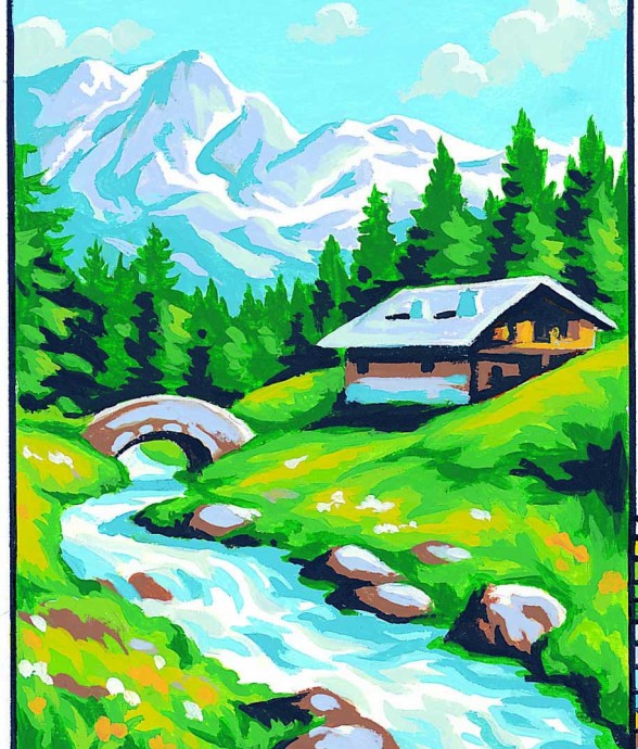 Kit canevas Le chalet 20x25cm