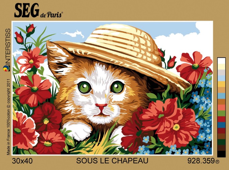 Canevas antique Sous le chapeau 30x40cm