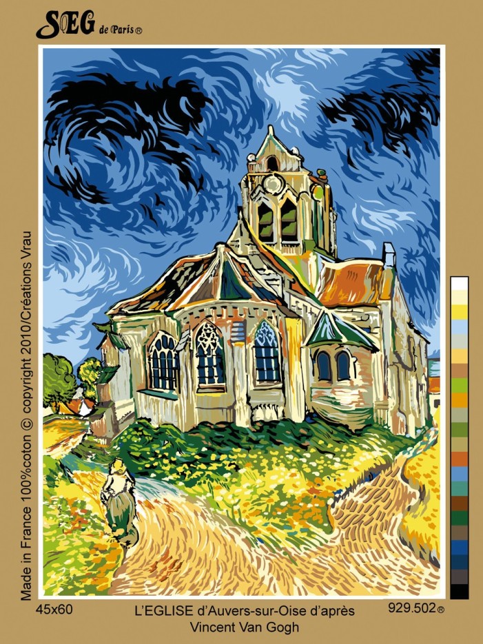 Canevas antique Eglise d'Auvers sur oise Van Gogh 45x60cm
