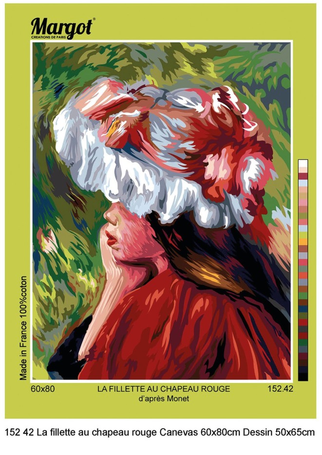 Canevas Margot La Fillette Au Chapeau Rouge de Monet 60x80 cm