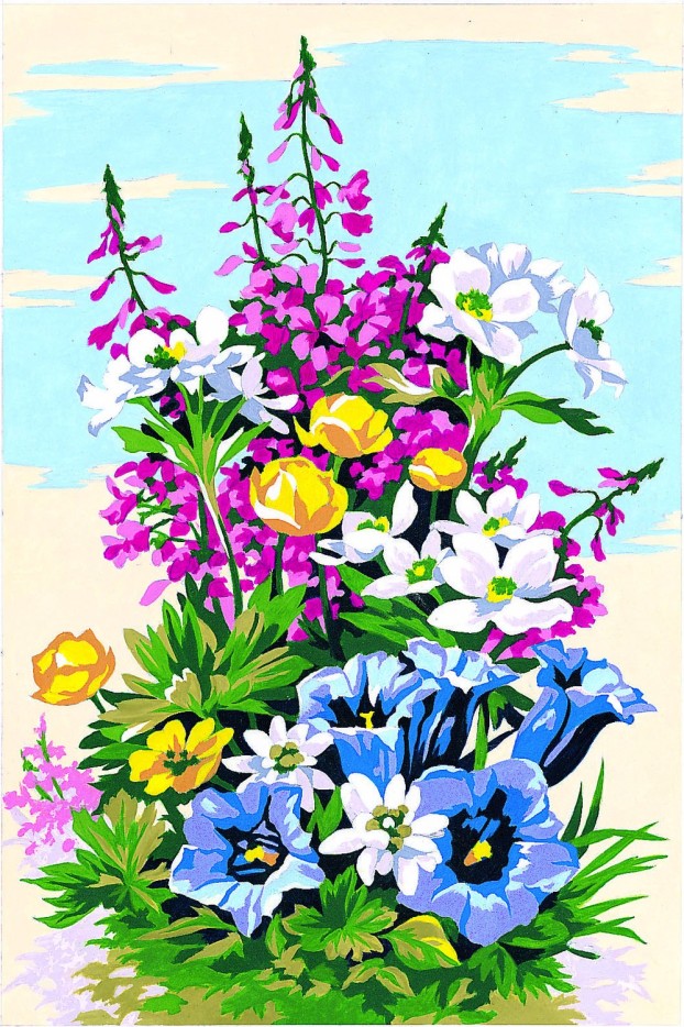 Canevas antique Le vase de fleurs 30x40cm