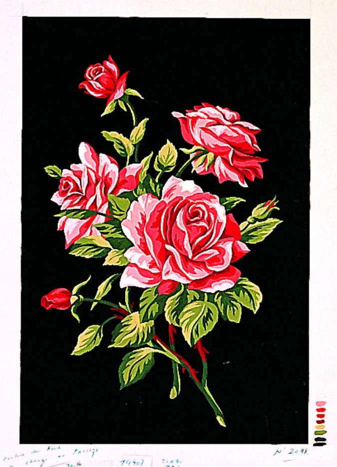 Canevas Pénélope Antique Branche de roses 30x40cm