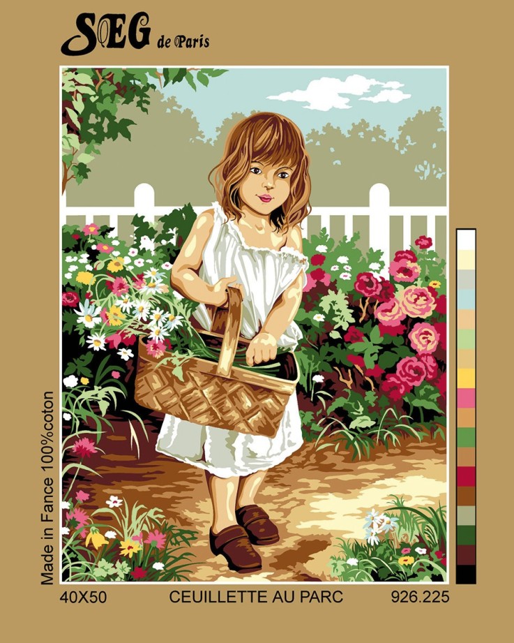 Canevas antique Cueillete au parc 40x50cm