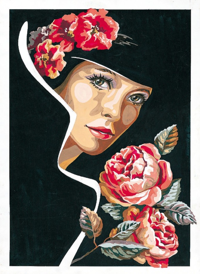Canevas antique L'odeur des roses 45x60cm